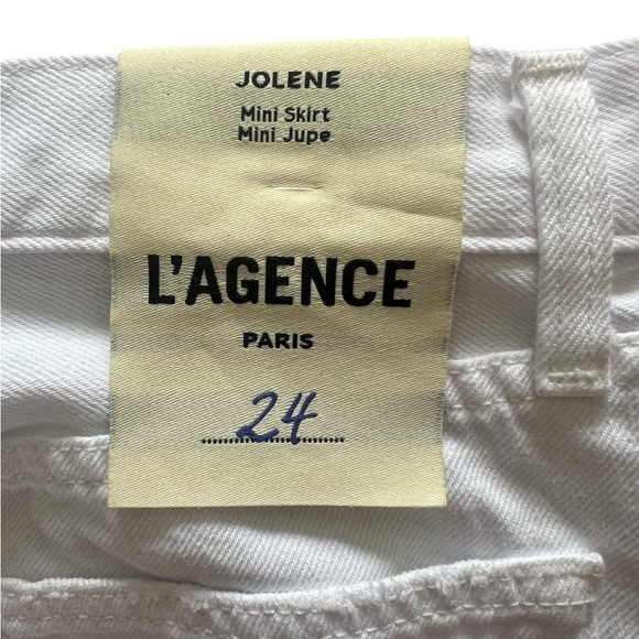 L'AGENCE White Distressed Denim Mini Skirt - Picture 5 of 8